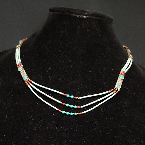 Vintage Tibetan Turquoise and Corral Necklace - Picture 1 of 3